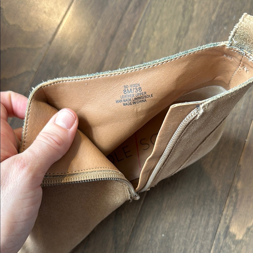 Women's Tan Suede Ankle Boots - Picture 8 of 8